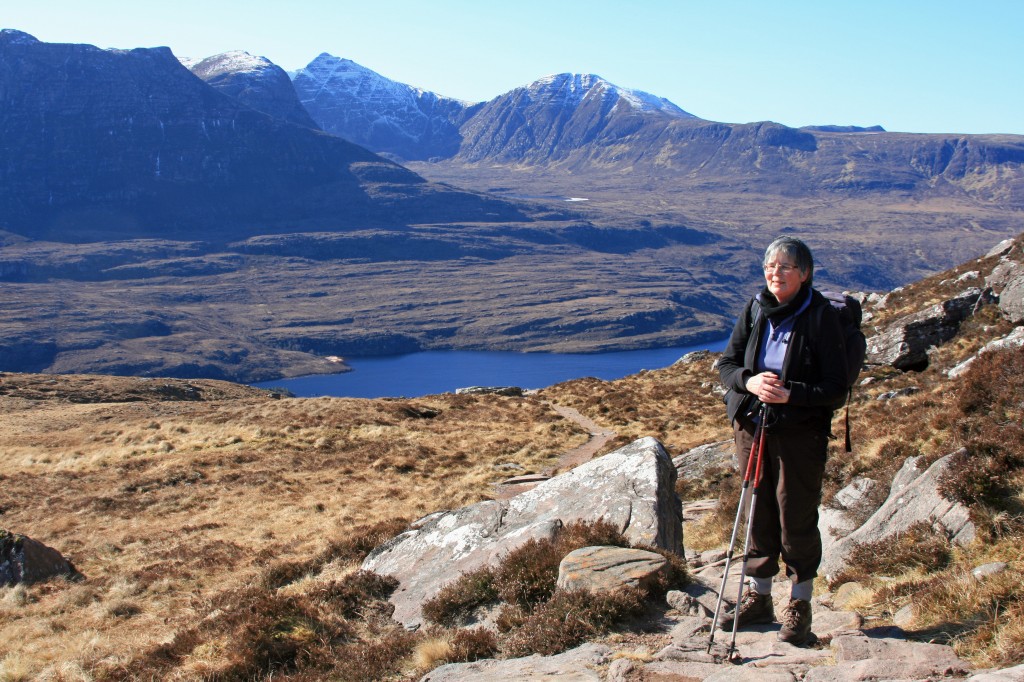 on the new path round the eastern end, looking across to Cul Mor and Ben More Coigach