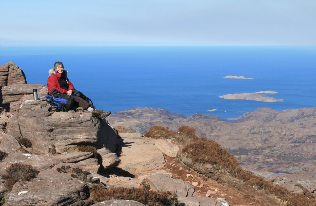 lunch spot near summit of Stac Pollaidh, with view out to the west