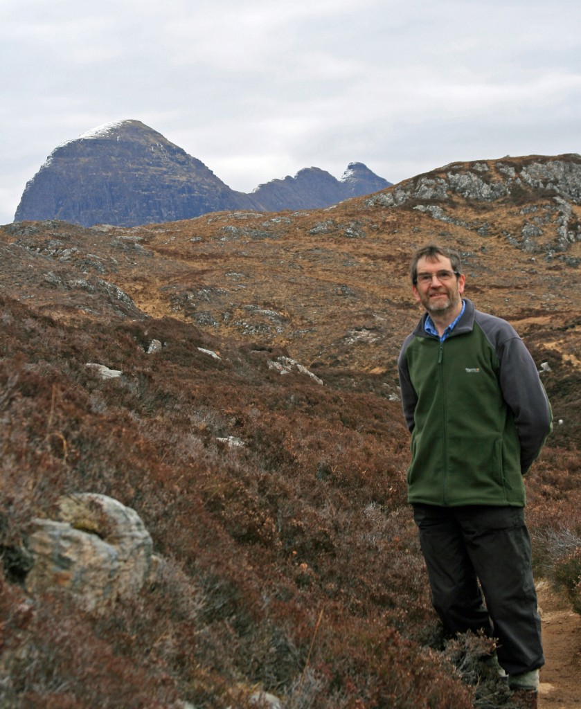 first glimpse of Suilven from the path above the River Kirkaig