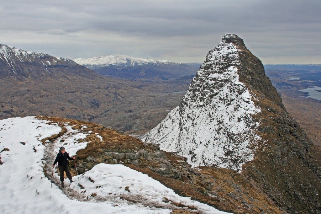 looking back along the ridge to Meall Meadhonach, Suilven's lower summit