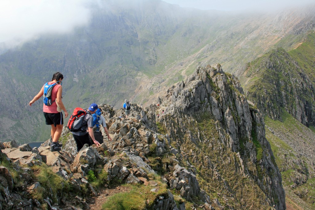 dropping down towards the pinnacles on Crib Goch