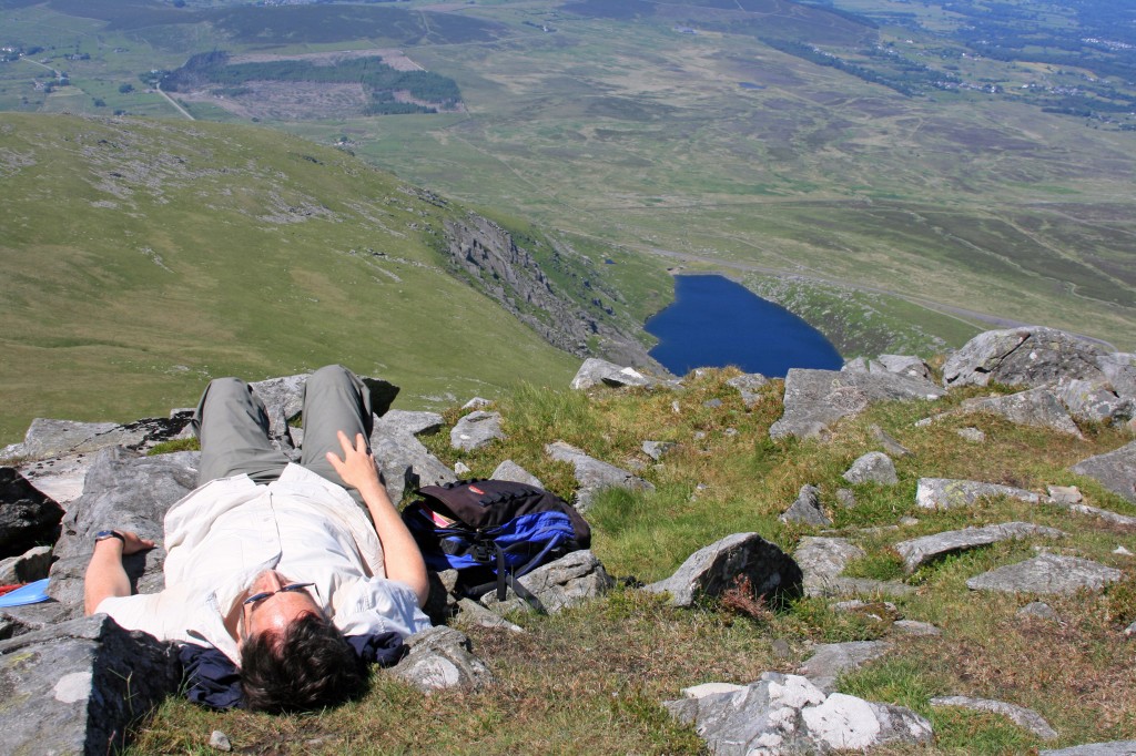 sunbathing on Elidir Fawr