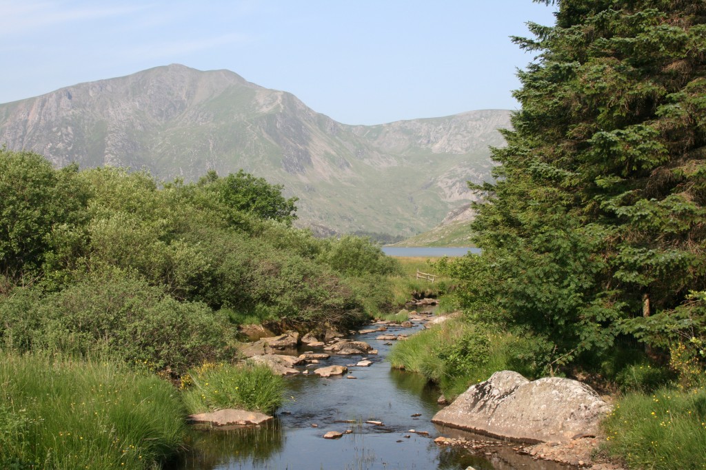 view towards Y Garn as we crossed the Afon Llugwy at the start of our walk