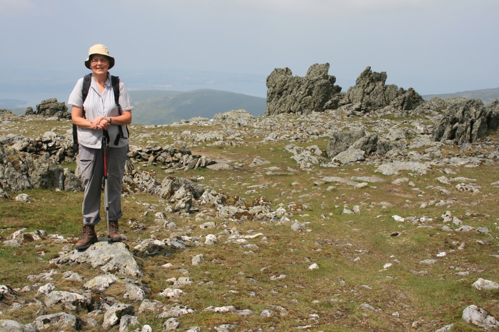 Anne on the summit plateau of Carnedd Llewelyn