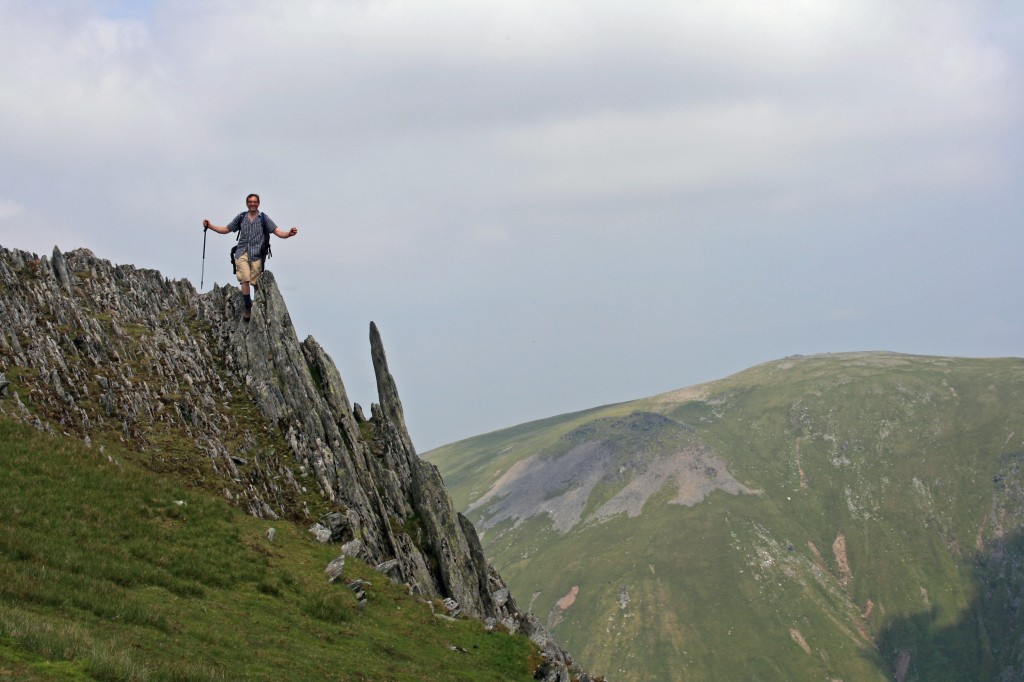 on the summit of Yr Elen, with Garnedd Uchaf in the distance