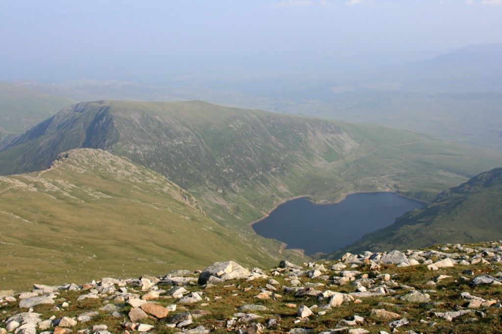 from Carnedd Llewelyn, view towards Pen Yr Helgi Du and the Ffynnon Llugwy resevoir