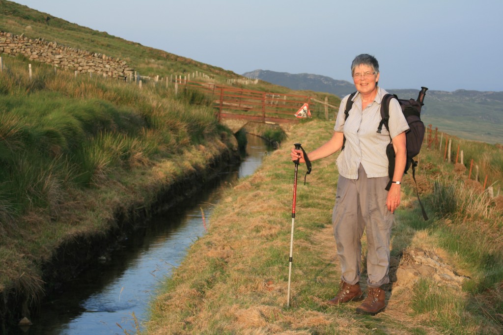 walking alongside the leat in the evening sun (8pm)