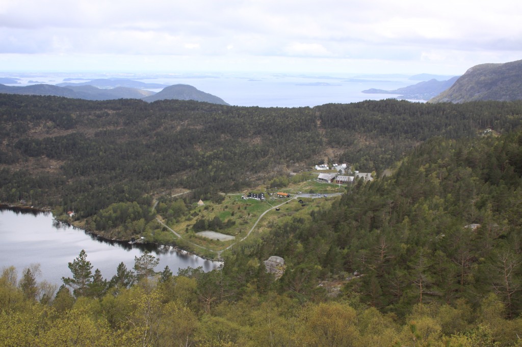 view back down to Fjellestue, with Stavanger in the distance