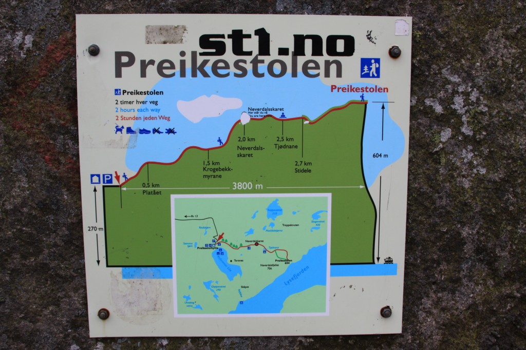 nice signs to show our progress towards Preikestolen